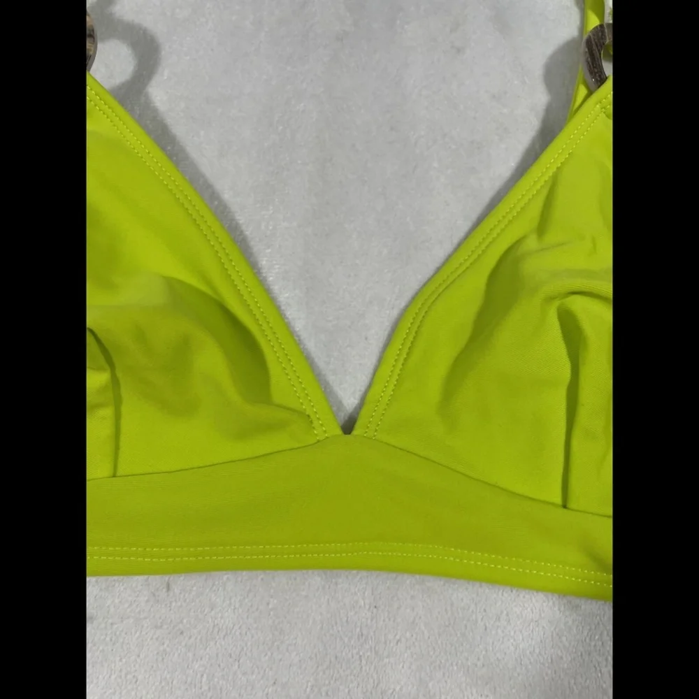 NWT $30 TOPSHOP‎ Ring Detail Triangle Bikini Top In Lime Green [SZ 6 US ]